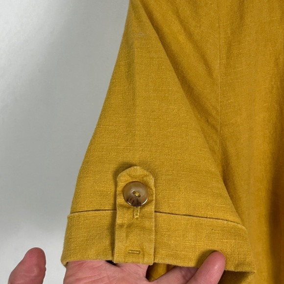 Sezane Linen Marianna Dress Curry Golden Yellow Belted Womens Sz 36 French US 34 - Picture 10 of 16